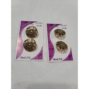 Le Bouton Buttons 2pk Hook 216 7/8" Antiqued Goldtone Shank Back Plastic Sewing